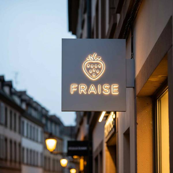 Enseigne drapeau à lettres planes éclairées